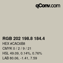 カラーコード: RGB 202 198.8 184.4 | qconv.com
