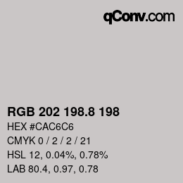 カラーコード: RGB 202 198.8 198 | qconv.com