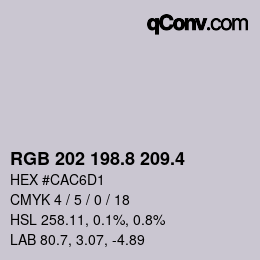 カラーコード: RGB 202 198.8 209.4 | qconv.com
