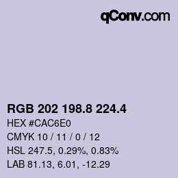 カラーコード: RGB 202 198.8 224.4 | qconv.com