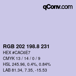 カラーコード: RGB 202 198.8 231 | qconv.com