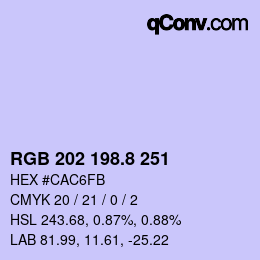 カラーコード: RGB 202 198.8 251 | qconv.com