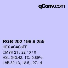 Color code: RGB 202 198.8 255 | qconv.com