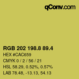 カラーコード: RGB 202 198.8 89.4 | qconv.com