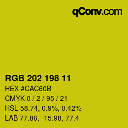 Color code: RGB 202 198 11 | qconv.com