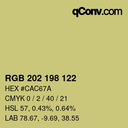 カラーコード: RGB 202 198 122 | qconv.com