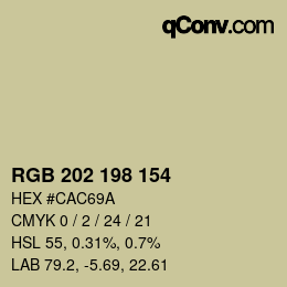 Color code: RGB 202 198 154 | qconv.com