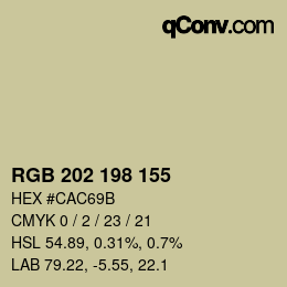 カラーコード: RGB 202 198 155 | qconv.com