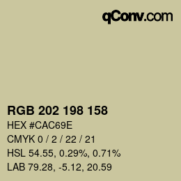 Color code: RGB 202 198 158 | qconv.com