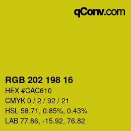 Color code: RGB 202 198 16 | qconv.com