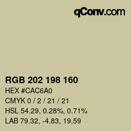 Color code: RGB 202 198 160 | qconv.com