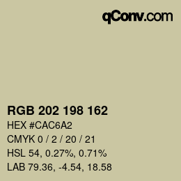 カラーコード: RGB 202 198 162 | qconv.com