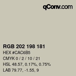 Color code: RGB 202 198 181 | qconv.com