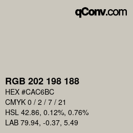 Color code: RGB 202 198 188 | qconv.com