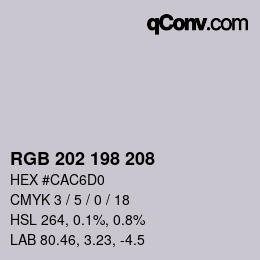カラーコード: RGB 202 198 208 | qconv.com