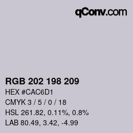 Color code: RGB 202 198 209 | qconv.com