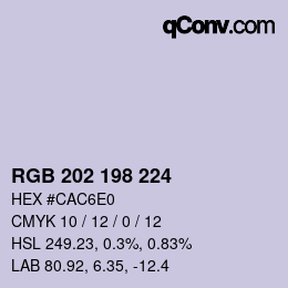 Color code: RGB 202 198 224 | qconv.com