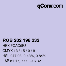 カラーコード: RGB 202 198 232 | qconv.com