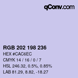 Color code: RGB 202 198 236 | qconv.com