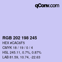 カラーコード: RGB 202 198 245 | qconv.com