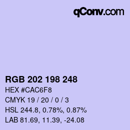 Color code: RGB 202 198 248 | qconv.com