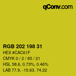 カラーコード: RGB 202 198 31 | qconv.com