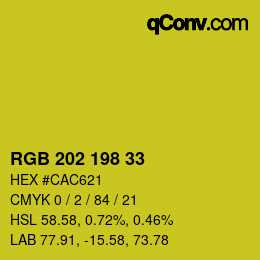 Color code: RGB 202 198 33 | qconv.com