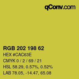 カラーコード: RGB 202 198 62 | qconv.com