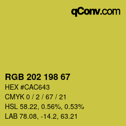 Color code: RGB 202 198 67 | qconv.com