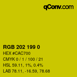 Farbcode: RGB 202 199 0 | qconv.com