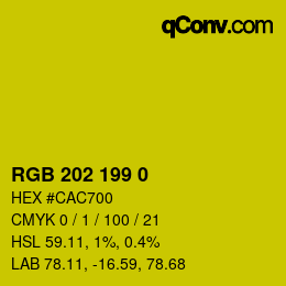 Color code: RGB 202 199 0 | qconv.com