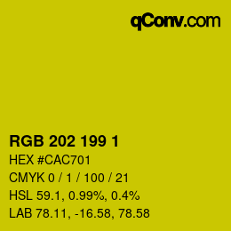 カラーコード: RGB 202 199 1 | qconv.com