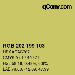 カラーコード: RGB 202 199 103 | qconv.com