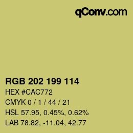 Color code: RGB 202 199 114 | qconv.com