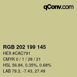 Color code: RGB 202 199 145 | qconv.com