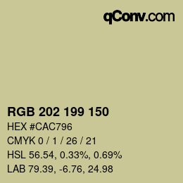 カラーコード: RGB 202 199 150 | qconv.com