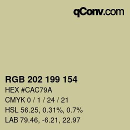 颜色代码: RGB 202 199 154 | qconv.com