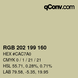 颜色代码: RGB 202 199 160 | qconv.com
