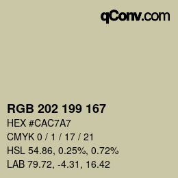 Color code: RGB 202 199 167 | qconv.com