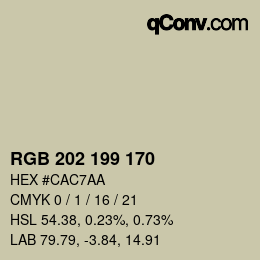 颜色代码: RGB 202 199 170 | qconv.com
