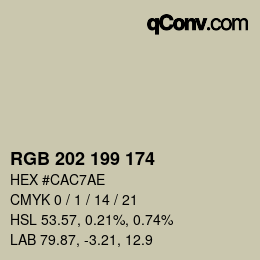 Color code: RGB 202 199 174 | qconv.com