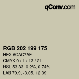 Color code: RGB 202 199 175 | qconv.com