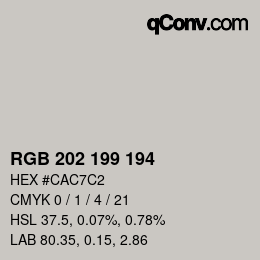 Color code: RGB 202 199 194 | qconv.com