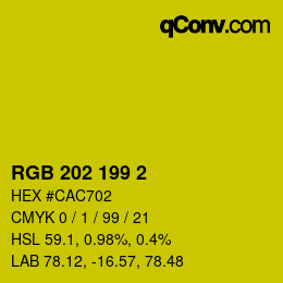 颜色代码: RGB 202 199 2 | qconv.com