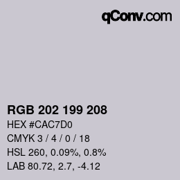 Farbcode: RGB 202 199 208 | qconv.com