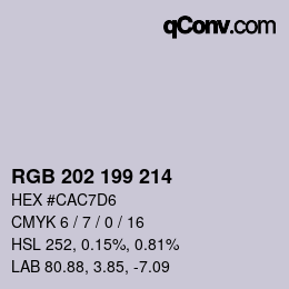 Color code: RGB 202 199 214 | qconv.com