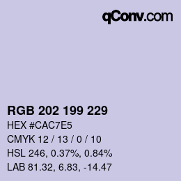Color code: RGB 202 199 229 | qconv.com
