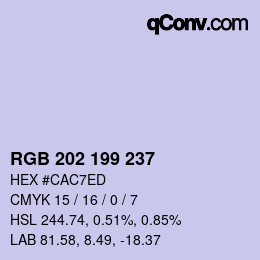 Color code: RGB 202 199 237 | qconv.com