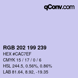 颜色代码: RGB 202 199 239 | qconv.com