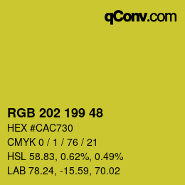 Color code: RGB 202 199 48 | qconv.com